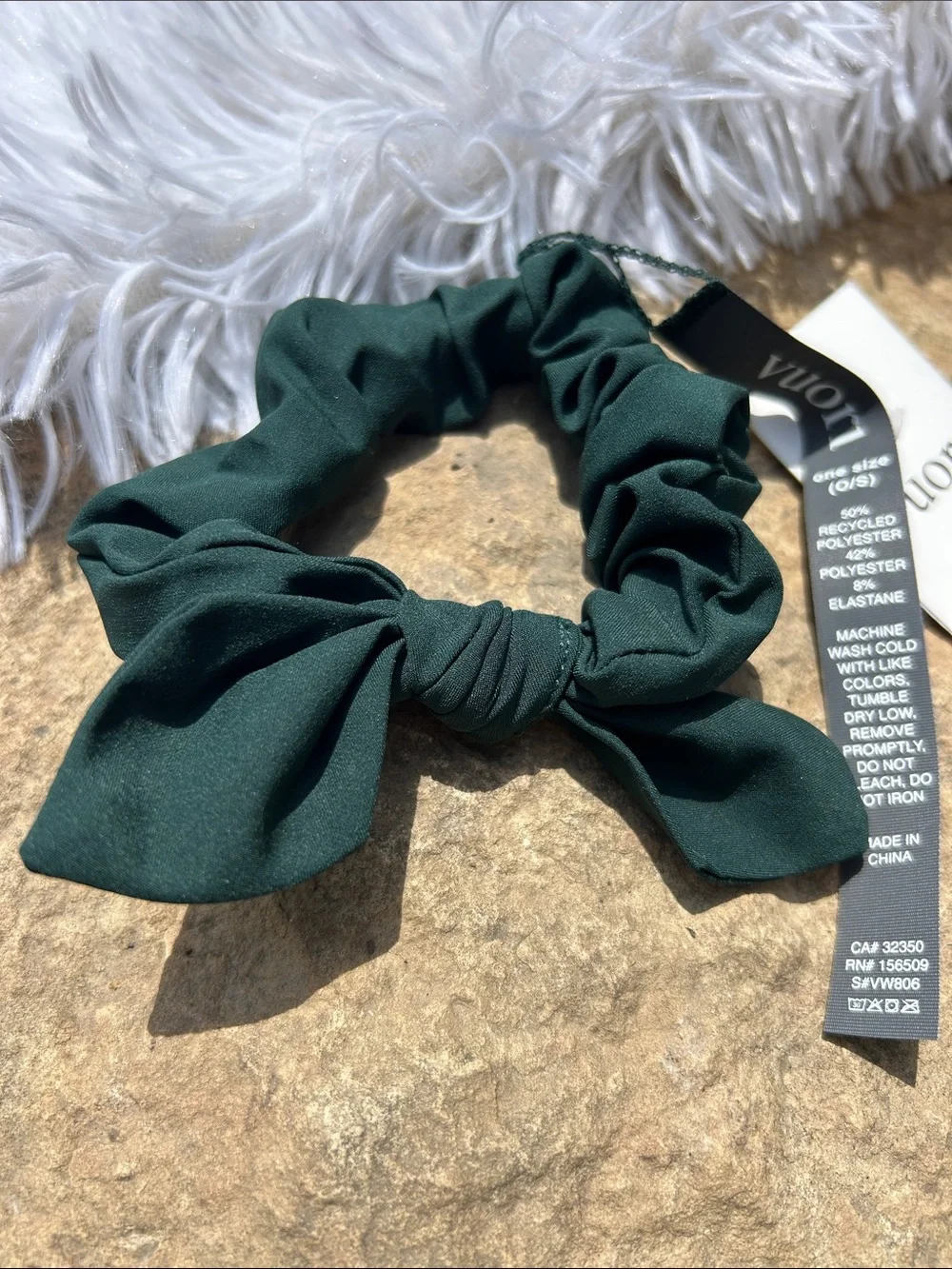 Vuori Scrunchie with Bow in Grass  Dark Green Color New with tags!